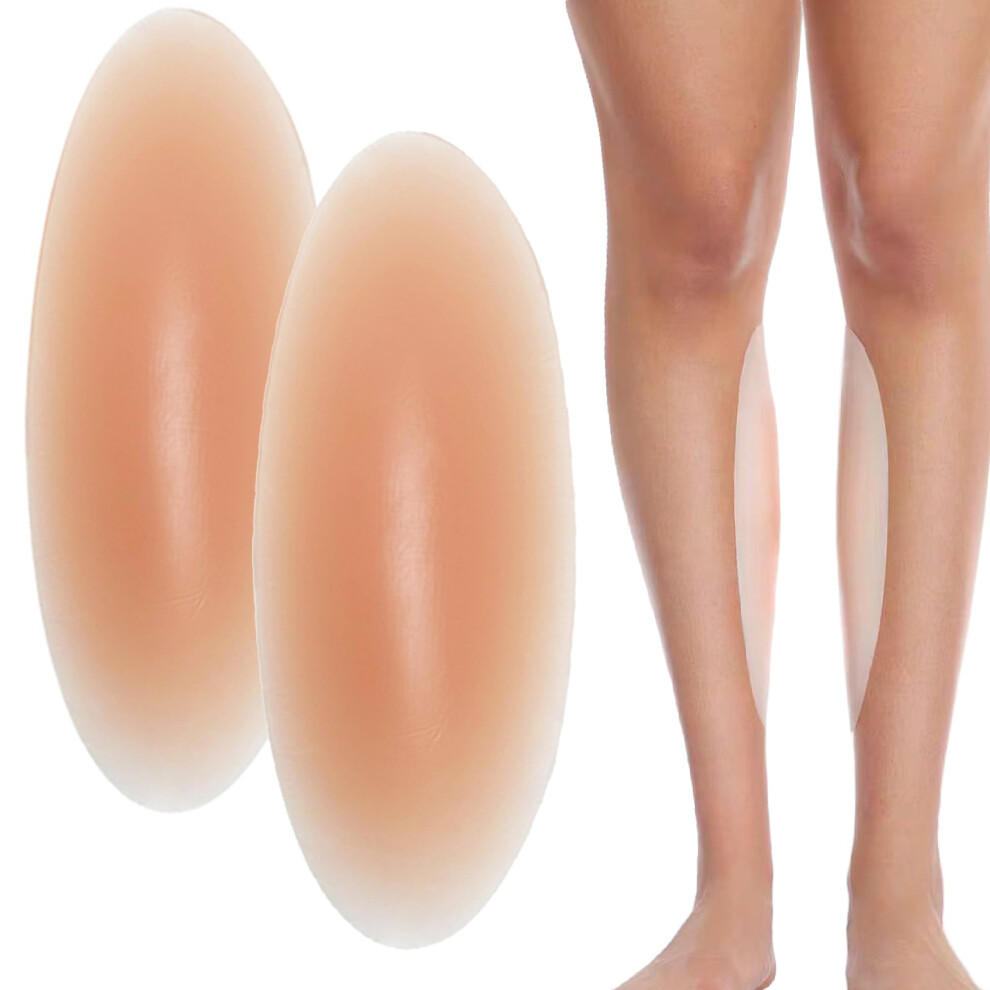 Beige Silicone Calf Pads Self-Adhesive Calf Correction Invisible Shaping Calf Patches For Crooked Or Thin Legs 1 Pair