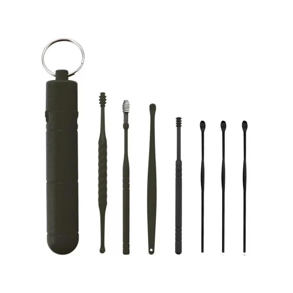 Black Earwax Removal Kit 3-Piece Reusable Ear Cleaning Tool Set With Ear Spoon, Wax Tool, Ear Plugs, Brush, Storage Box