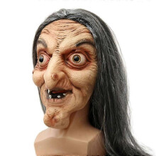 Halloween Scary Witch Mask Horror Adult Latex Old Lady Witches Costume Cosplay Masks with Hair