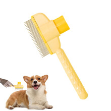 Flea Comb for Cats Portable Deshedding Brush, Cat Hair Remover, Yellow Handle, Pet Hair Removal Tool