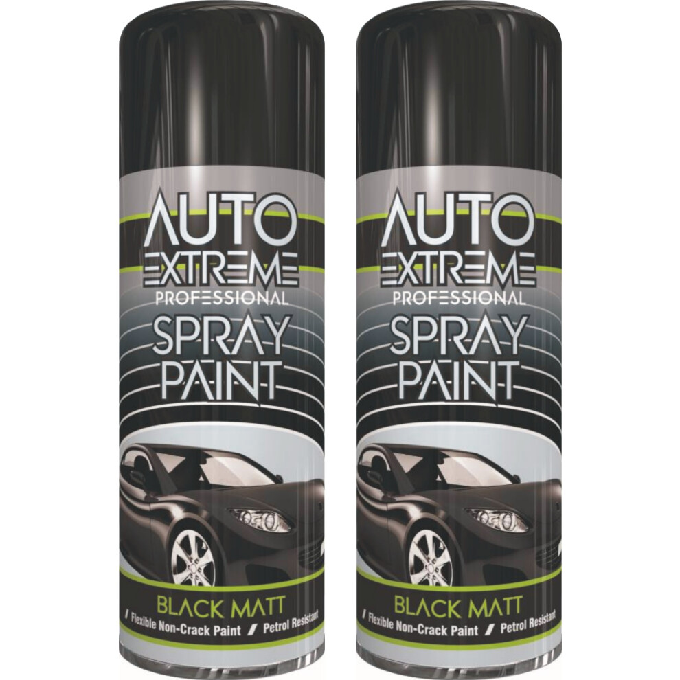 2 x 400ml Black Matt Spray Paint Auto Extreme DIY Wood Metal Art Craft