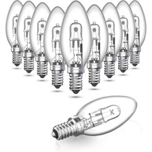 10 Pack Halogen Light Bulbs, 42W E14 Candle Halogen Bulbs, Dimmable Small Screw Light Bulbs, 2700K Warm White, 613 Lumen