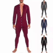 (S, Please refer to the instruction manual for use) Men's Thermal Union Suit, Long Sleeve One Piece Pajama