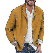 (S, Please refer to the instruction manual for use) "Men's Casual Cotton Linen Blazer Jackets Button Jacket Sports Coats"