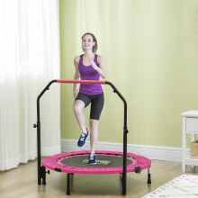 HOMCOM 40" Foldable Mini Fitness Trampoline w/ Foam Handle, Pink