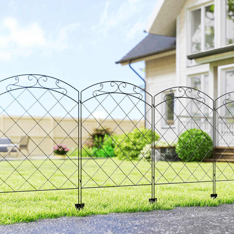 Outsunny 4Pcs Decorative Garden Fencing 43In X 11.4Ft Steel Border Edging Swirls