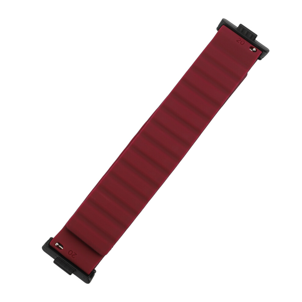Strong Magnet Silicone Sport Watch Band, Adjustable 20Cm, Black & Wine Red Black,Red 3421337279476