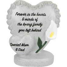 Special Mum & Dad Memorial Double Heart Ornament Rose Border & Lily