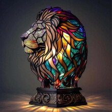 (Please refer to the instruction manual for use, cockerel) 3d Animal Table Lamp Series Stained Glass Stained Night Light Retro Desk Lamps