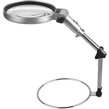 Magnifier 2.5x Magnification On Stand With Clamp Arm, Hands-Free Glass, Table Lamp Loupe