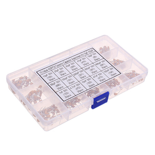 450pcs 15 Value Monolithic Capacitor Set 50v Multi-layer Assortment Box 10pf To 100nf Electronic Components Capacitor Kit 1