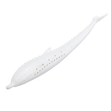 (White) Fish Shape Cat Mint Toothbrush Pet Molar Stick Teeth Cleaning Silicone Toys Pet Toys