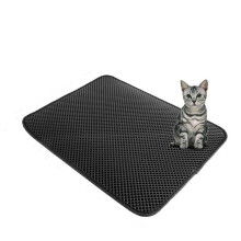 (Black, M) Double Layer Non-slip Cat Litter Mat Soft Honeycomb Hole Prevents Litter Scatter Multiple Size Options