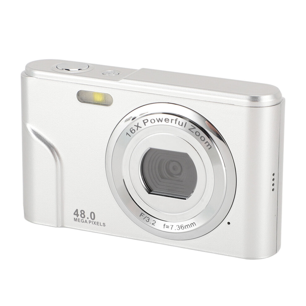48MP 1080P Digital Camera for Kids & Adults, 16X Zoom, 2.4" IPS, Silver-image-OPC-PJFZMVR-NEW