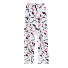 (XL, White) Cartoon cute women's pajamas flannel casual comfortable soft fleece home pants winter warm trousers