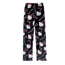 (L, black pink) Cartoon cute women's pajamas flannel casual comfortable soft fleece home pants winter warm trousers
