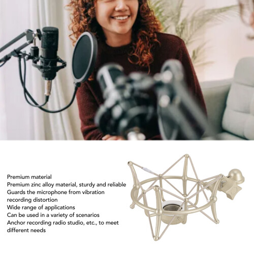 Vibration Resistant Gold Mic Shock Mount for Recording Studios 2