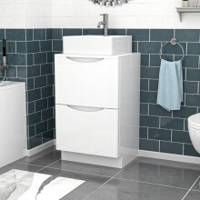 Nes Home 500mm White Freestanding 2 Drawers Vanity & Worktop With Square Basin