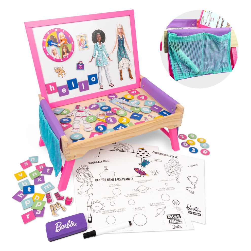 Kidoola Barbie - Creation Station - 2-In-1 Educational Magnetic Whiteboard Lap Tray