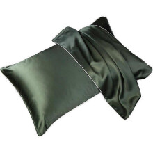(Green) Lebanghui Mulberry silk pillowcase standard 48x74cm single-sided silk anti-allergic skin-friendly health care pillowcase
