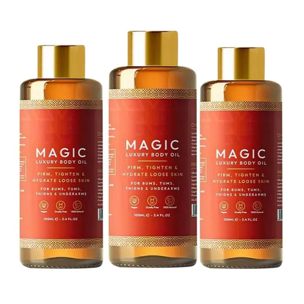 (3pcs) Magic Body Oil, 100ml Body Oils - Plumps, Tightens, Firms And Hydrates Sagging Skin, Arms, Chest, Thighs And Tums, Suitable For Full Body Use