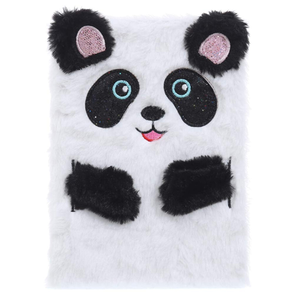 Plush Notebook Faux Fur Material For Children Panda Pattern Diary Journal Hardcover Writing Pad White-image-OPC-PJFZSGH-NEW