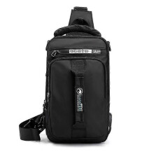 (black) Sling Bag For Men Waterproof Shoulder Daypack Crossbody Backpack For Travel Hiking With Usb Charging Port