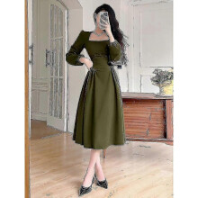 (M, green) Women Elegant Party Dresses Women Spring Puff Sleeve Prom Casual Long Dress Korean Fashion Women Evening Dress