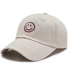 (light brown) Unisex Cute Smiley Face Baseball Cap Men Women Adjustable Buckle Sun Visor Trucker Hat