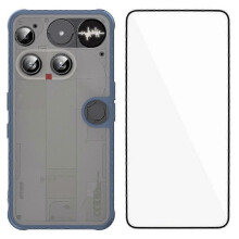 (Blue) Compatible For Nothing Phone (3) 5G Case with Screen Film WANLONFENG FD Series Skin Touch TPU PC Phone Back Cover