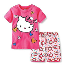 (4 years, B) 4-7Years Kids Girls Hello Kitty/Frozen/Sofia Cartoon Pyjamas Short Sleeve T-Shirt Shorts Set Summer Loungewear Sleepwear Outfits