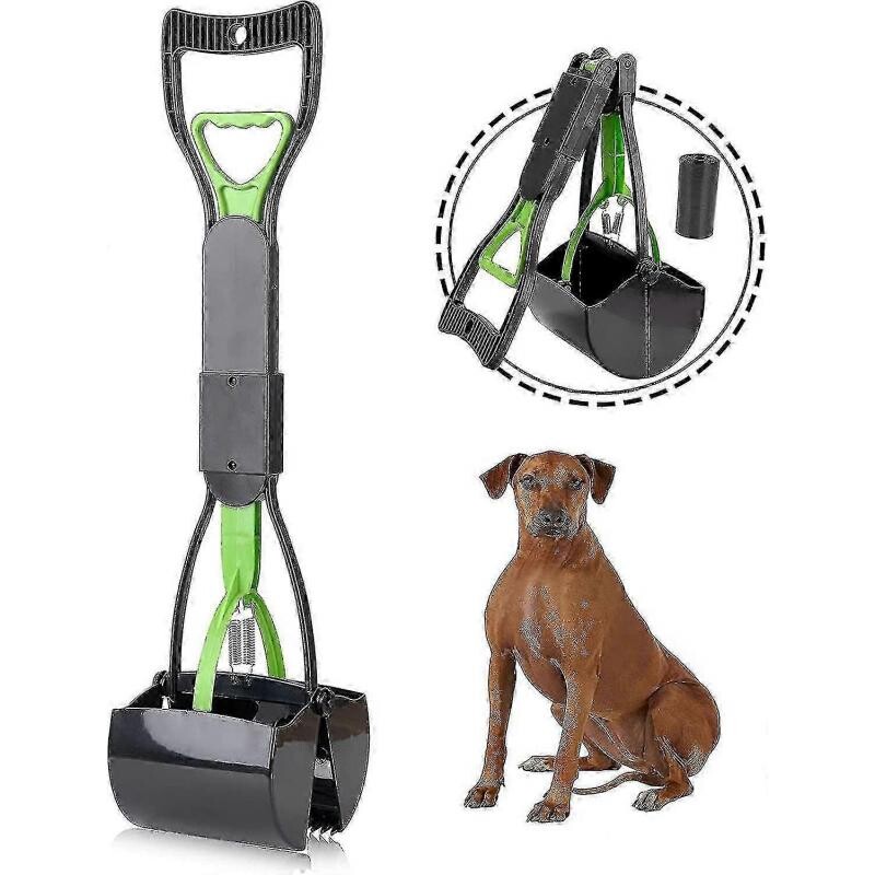 Pooper Scooper SZHLUX 28" Foldable - Heavy Duty Dog Waste Pickup Tool With Teeth (Blue) Poop Scooper