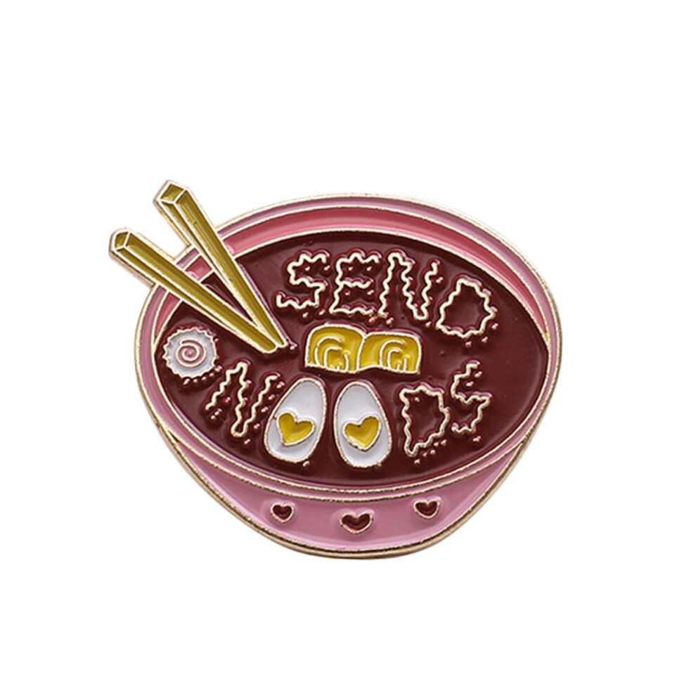Cartoon Ramen Enamel Pin 1-Piece Dark Red For Clothing And Backpacks Birthday Gift