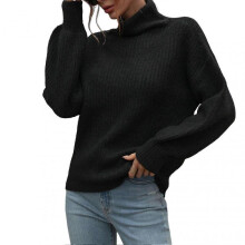 (S, black) Women's Winter Casual Sweater Long Sleeve Warm Soft Sweater