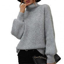 (L, dark grey) Women's Winter Casual Sweater Long Sleeve Warm Soft Sweater