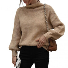 (M, coffee) Women's Winter Casual Sweater Long Sleeve Warm Soft Sweater