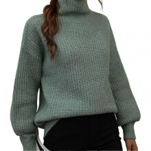 (L, green) Women's Winter Casual Sweater Long Sleeve Warm Soft Sweater