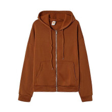 (S, brown) Sweatshirt Hoodie Oversize Hooded Cardigan Sweatshirts Gray Women Clothes Solid Zip Up Hoodies Autumn Women Tops Long Sleeves
