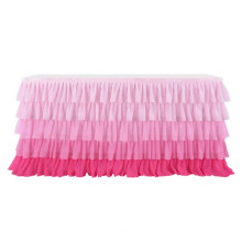 Tablecloth Wedding Decor Chiffon Layered Ruffle Table Skirt Pink 60x180 Cm For Rectangular and Round Tables Reusable