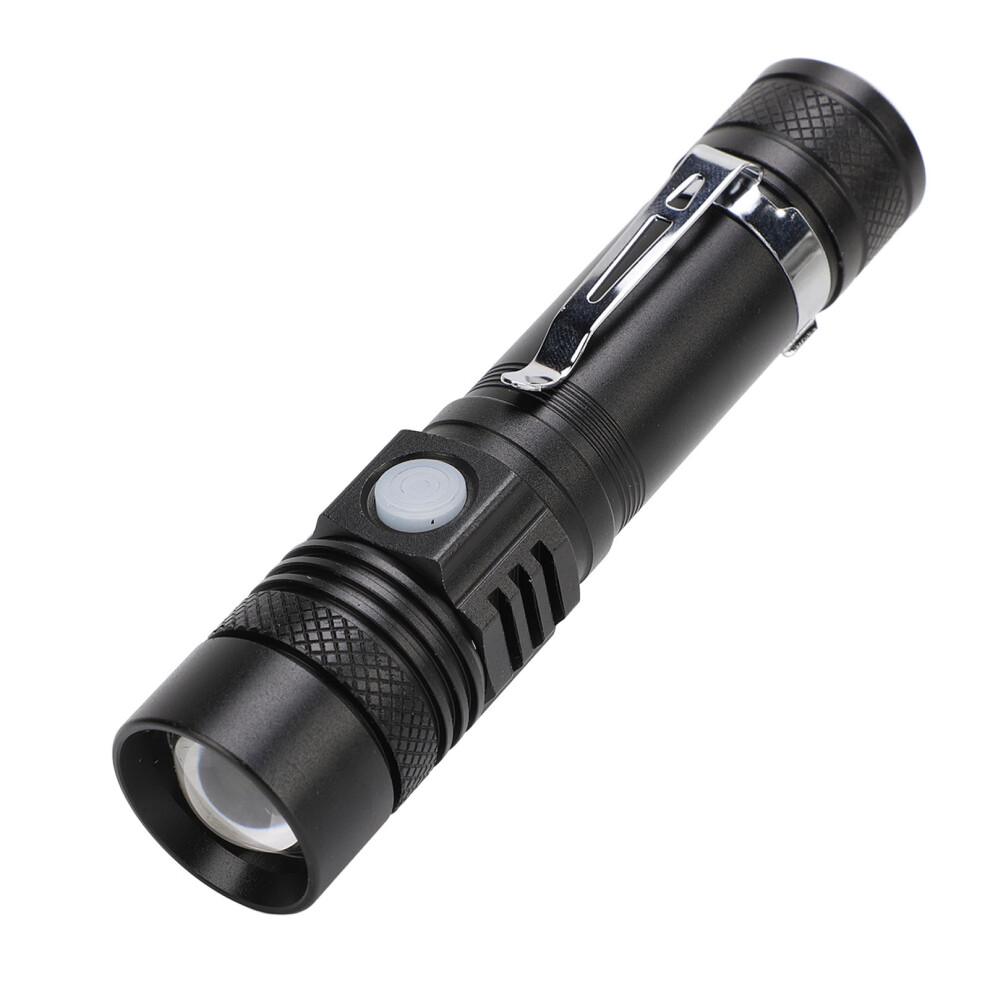 USB Rechargeable LED Flashlight 3 Gear Aluminum Small Portable Camping Light