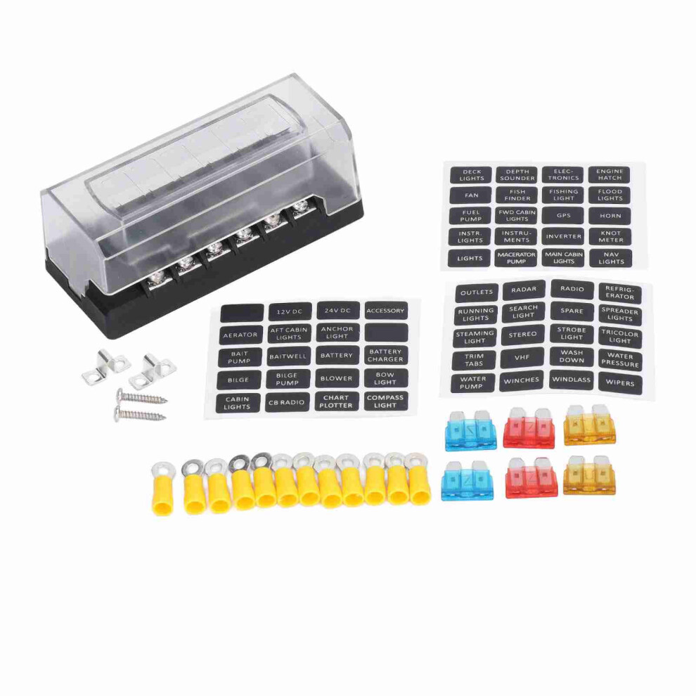 6 Way Blade Fuse Block Box With Indicator 30A Light 9121376274787