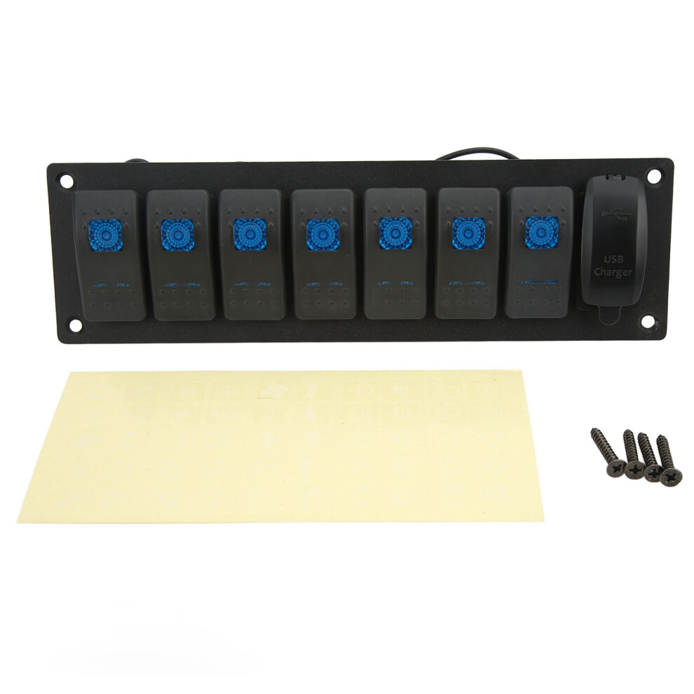 7 Gang Rocker Switch Panel Ip66 Waterproof Marine Blue 9121376274879