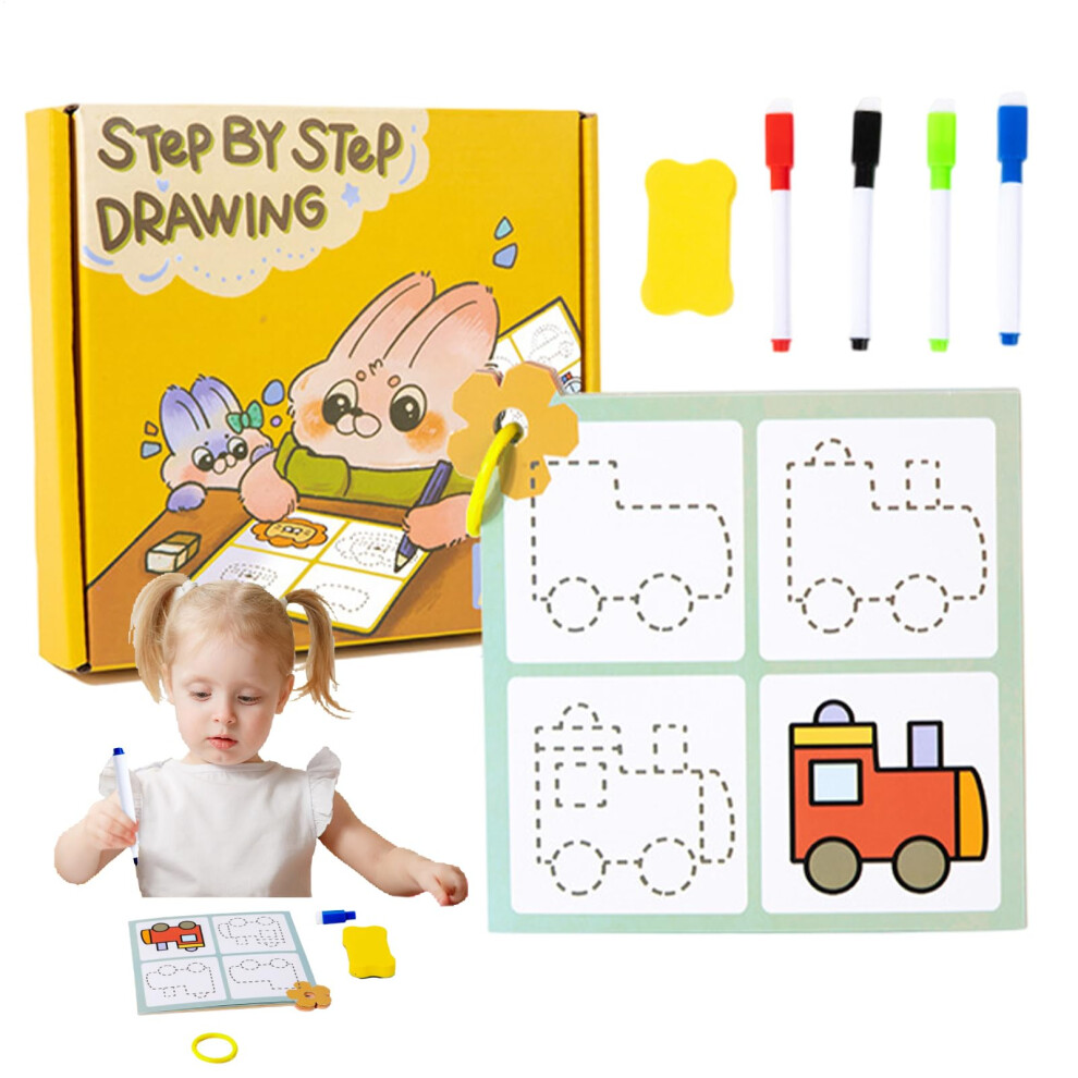 Write and Erase Toddler Workbook Dry Erase Preschool Activity Book With Stick Figure Drawing Practice
