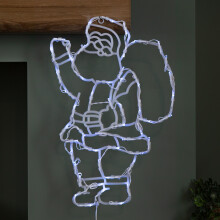 44cm Battery Powered Light up Hanging Christmas Santa with White Multi-Action LEDs