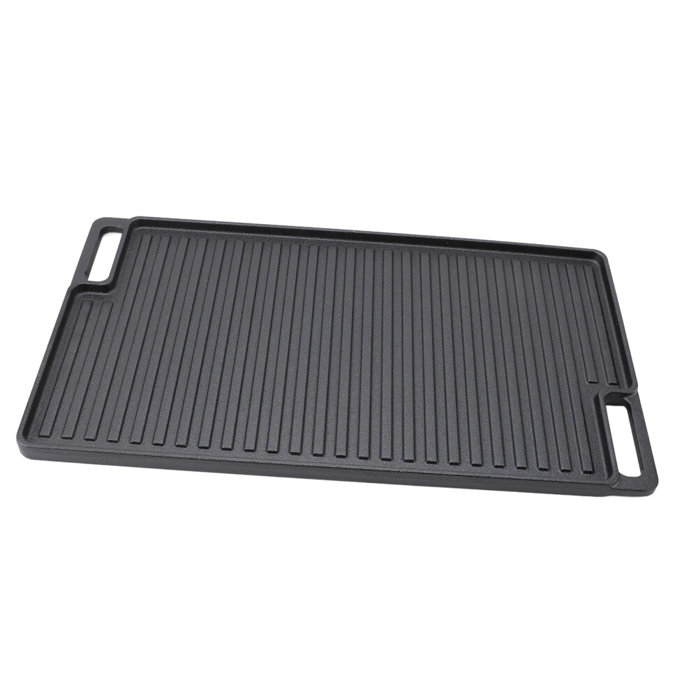 Pre Seasoned Cast Iron Reversible Grill Griddle 46x26cm Non-Stick Family Pan-image-OPC-PJG27KQ-NEW