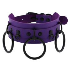 Purple Gothic Punk Leather Necklaces Unisex Harajuku Black Rivets Metal Chain Model P046 Cosplay Y2K Jewellery