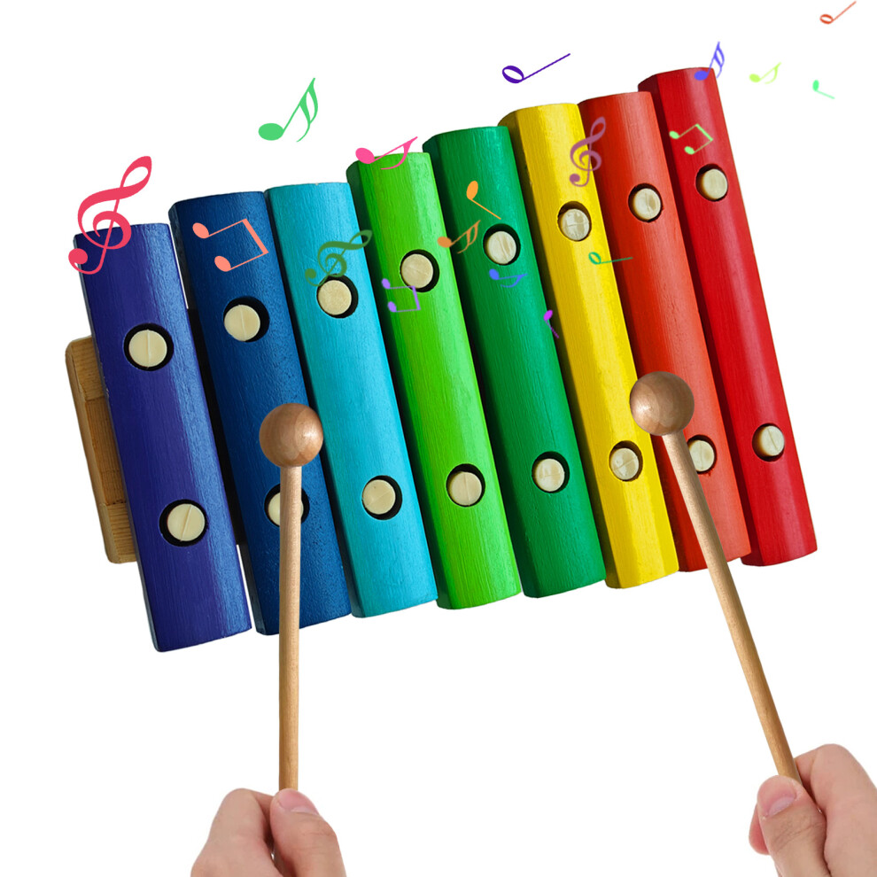 8-Note Wooden Xylophone: Colorful Keys & Clear Sound for Beginners