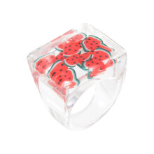 Chunky Resin Fruit Rings Set Colourful Strawberry Watermelon Lemon Acrylic Rings For Women And Girls