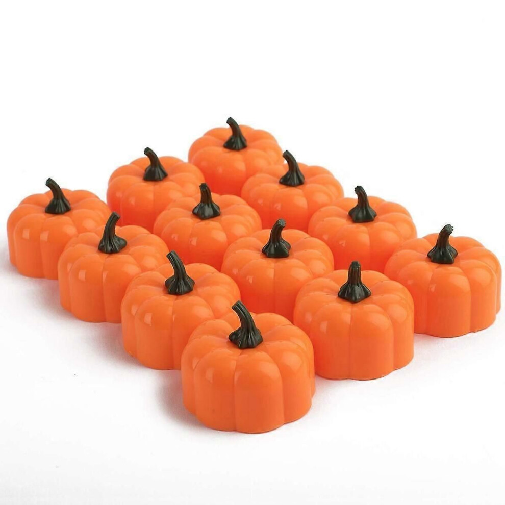 Lot de 12 citrouilles lumineuses à LED, citrouilles d'Halloween à piles, bougies chauffe-plat citrouilles,