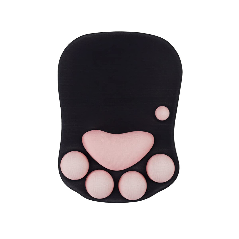 Cat Paw Mouse Pad Ergonomic With Wrist Support Gel Pad Non Slip Silicone Base For Computer Gaming G10- Black 6276012279510